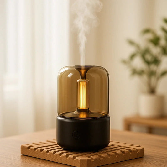 Candlelight Ultrasonic Essential Oil Diffuser & Cool Mist Humidifier – LED Night Light, Auto Shut-Off & Whisper Quiet for Home & Office